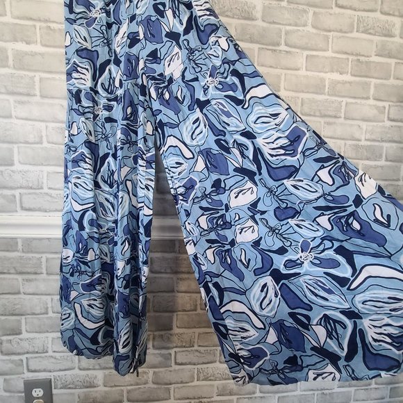 Sincerely Jules Jumpsuit Halter Blue Boho V Neck Keyhole Size XS Sleeveless NWT - Picture 3 of 9